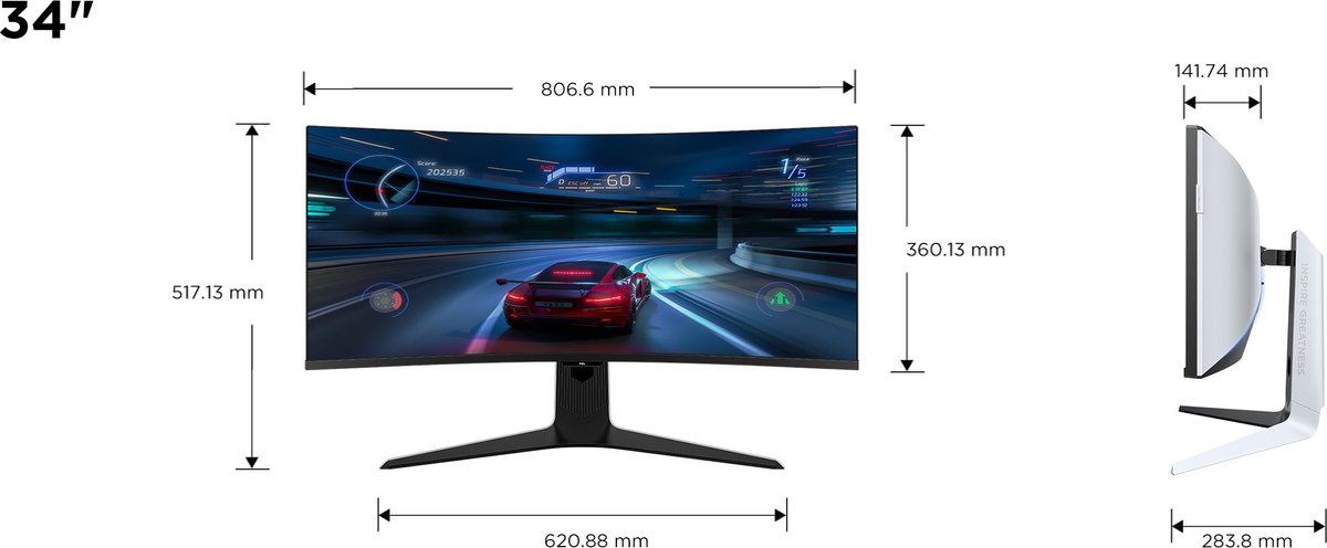 Tcl 34R83Q - Ultrawide Qhd Mini Led Gaming Monitor - Qled - Hdr1600 - Usb-C 90W - afbeelding 6