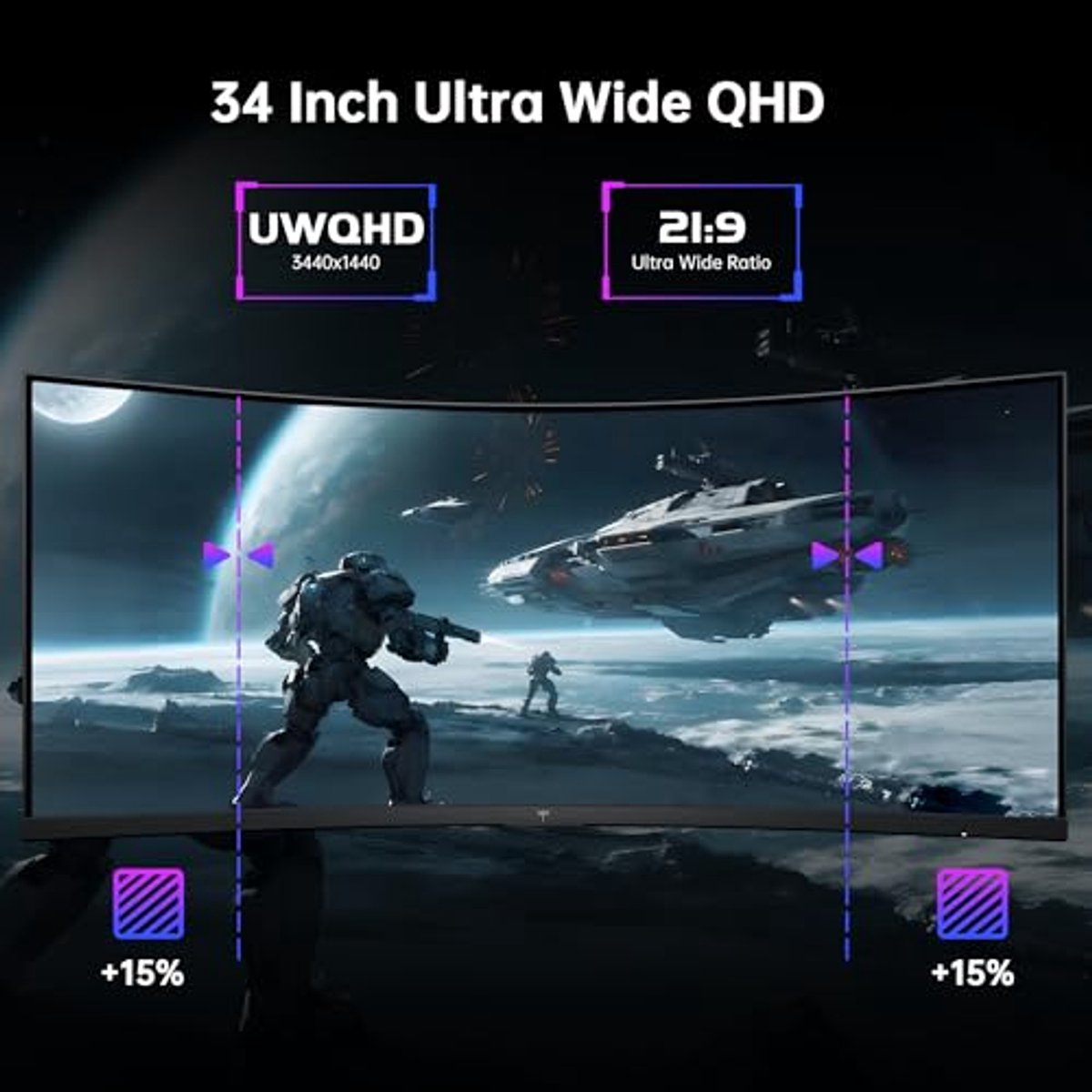 Ultrawide curved monitor uwqhd scherm er 3 orig - 34" UltraWide QHD 180Hz VA gebogen monitor (zwart)