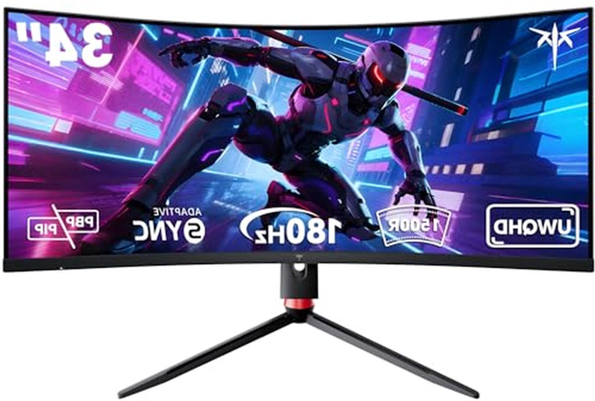 Ultrawide curved monitor uwqhd scherm er 8 orig - 34" UltraWide QHD 180Hz VA gebogen monitor (zwart)