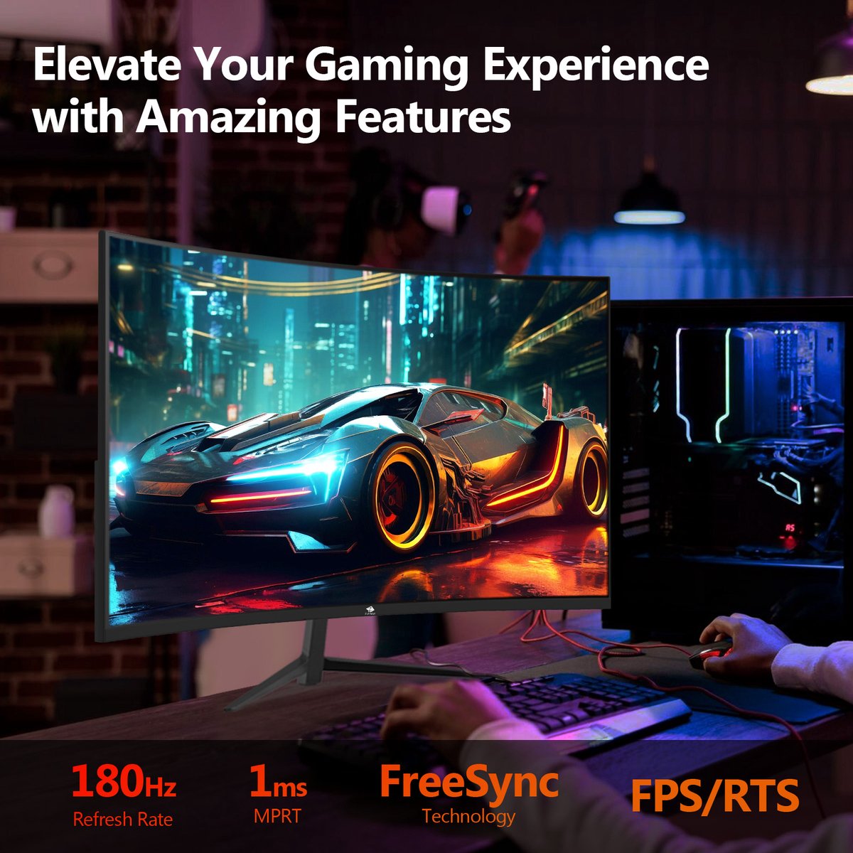 Z-Edge Ug24 Curved Gaming Monitor - Fhd 1920X1080 - 24 Inch- 180Hz - Mprt 1Ms - - afbeelding 4