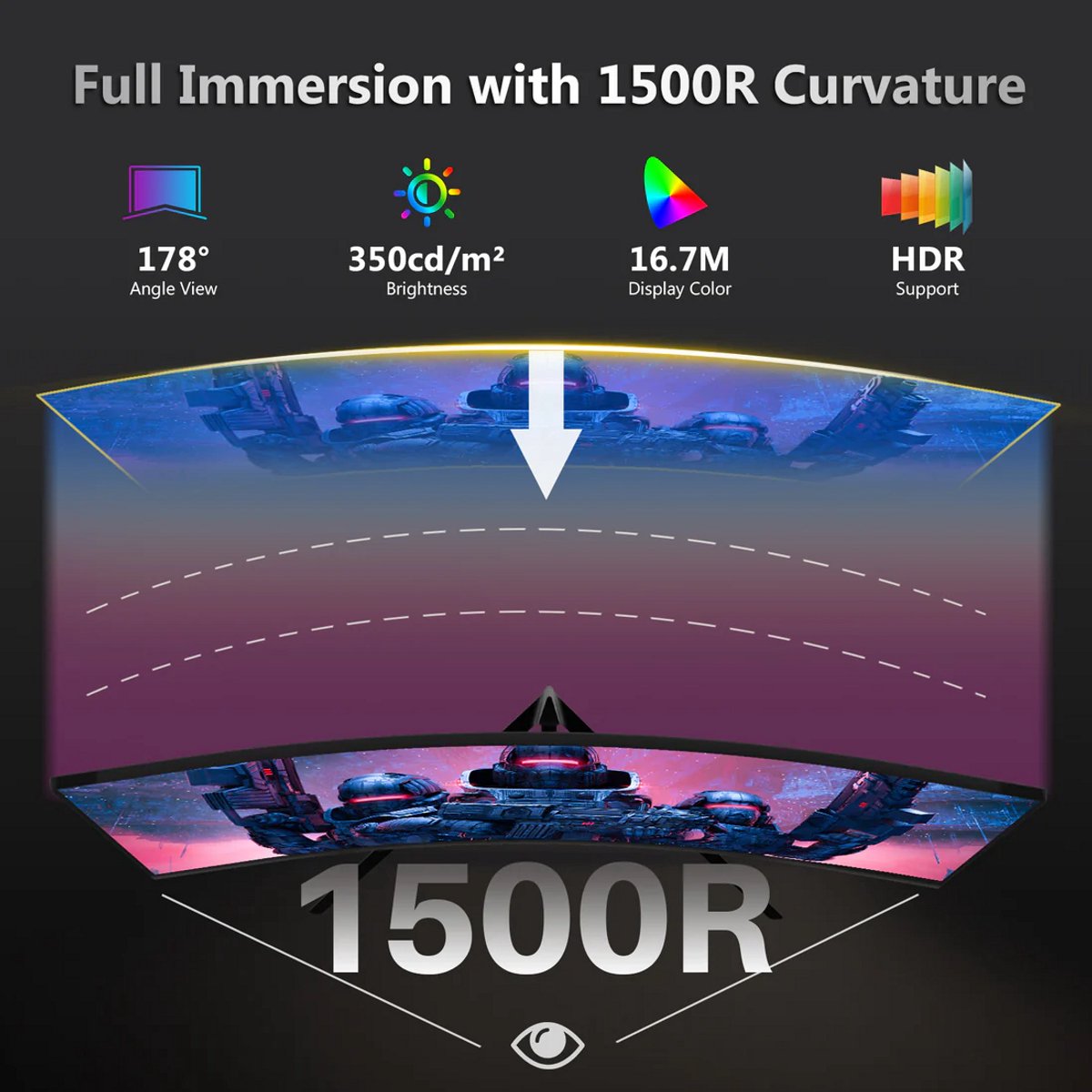 Z-Edge Ug27P 27 Inch Gebogen Game Monitor - 1500R Gebogen Scherm - Fhd - afbeelding 8