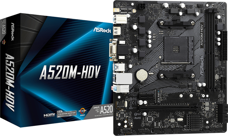 Asrock a520 hdv moederbord matx am4 d 5 orig - ASRock A520M-HDV Moederbord