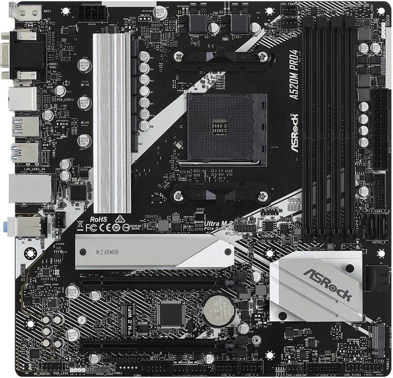 Asrock a520m pro4 moederbord socket a - ASRock A520M Pro4 Moederbord