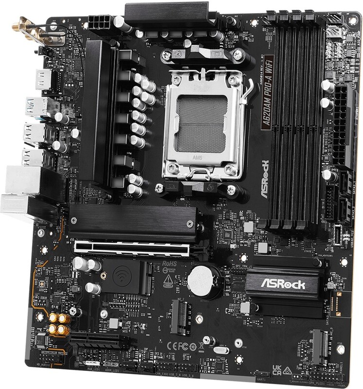 Asrock a620am pro a wifi moederbord w 4 orig - ASRock A620AM Pro-A WiFi Moederbord (zwart)