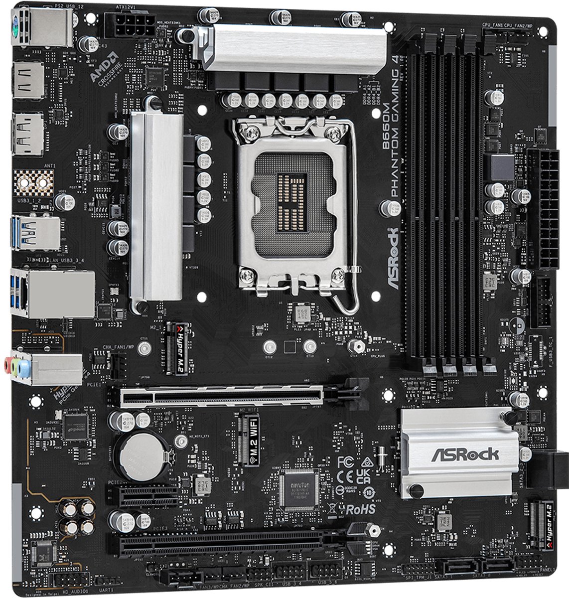 Asrock B660M Phantom Gaming 4 Intel B660 Lga 1700 Micro Atx moederbord - afbeelding 4