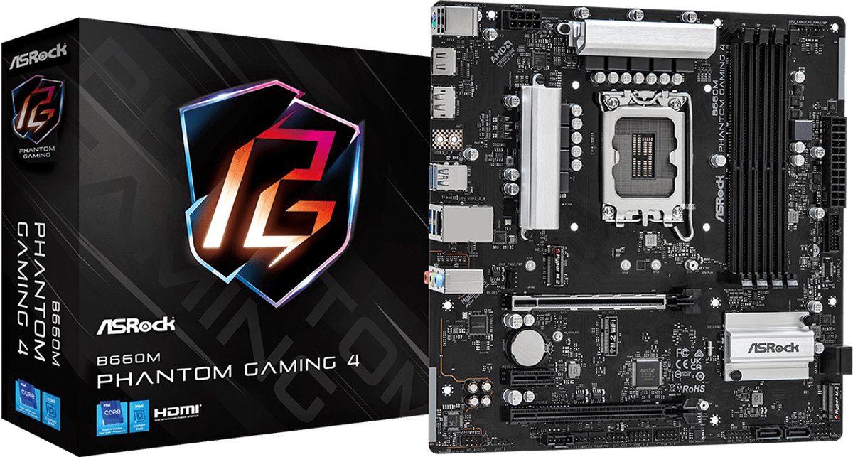 Asrock B660M Phantom Gaming 4 Intel B660 Lga 1700 Micro Atx moederbord - afbeelding 5