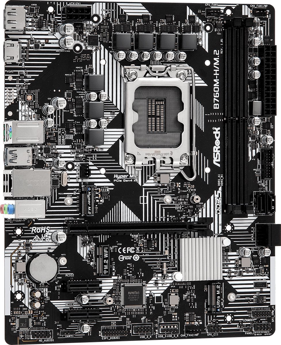 Asrock B760M-H/M.2 Intel B760 Lga 1700 Micro Atx moederbord - afbeelding 2