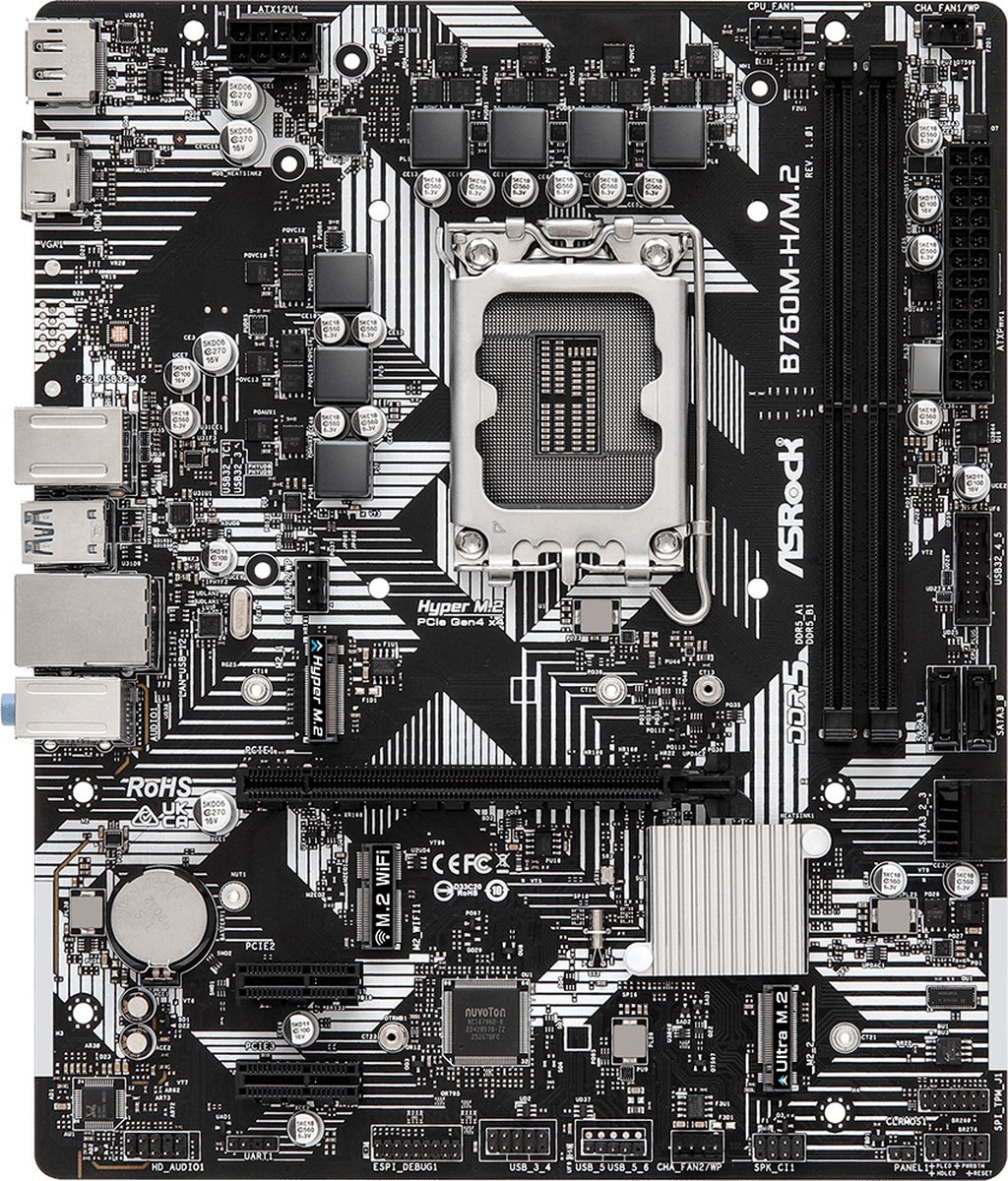 Asrock Asrock B760M-H/M.2 Intel B760 Lga 1700 Micro Atx