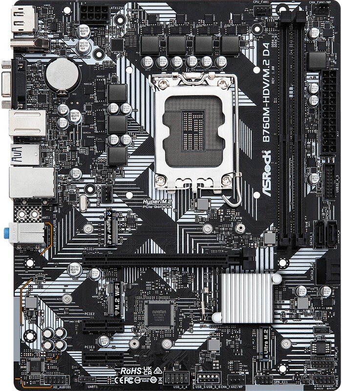 Asrock Asrock B760M-Hdv/M.2 D4 | Socket Lga 1700 | Intel B760 | 2Xddr4 | Micro-Atx | Moederbord