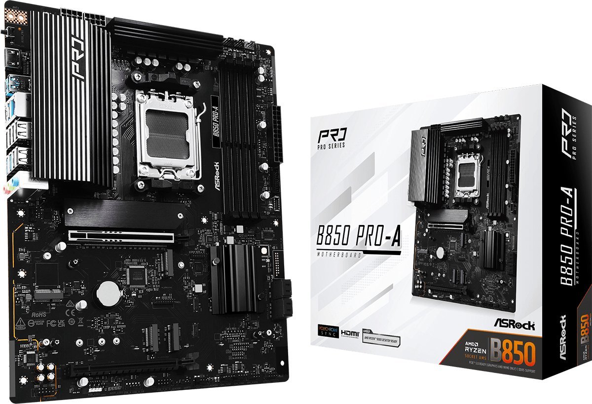 ASRock Asrock B850 Pro-A - Moederbord - Atx - Amd B850 - Socket Am5 - Ddr5 - Realtek Alc897 - Realtek 2.5G Lan