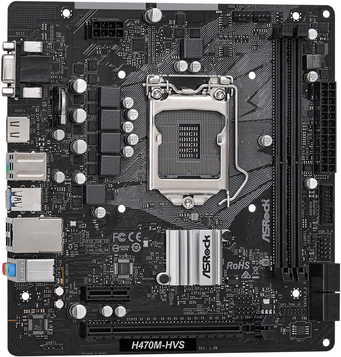 Asrock H470M-Hvs Intel H470 Lga 1200 Micro Atx moederbord - afbeelding 3