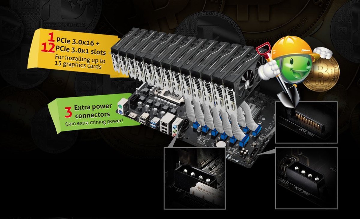 Asrock Q270 Pro Btc+ Intel® Q270 Lga 1151 (Socket H4) Atx moederbord - afbeelding 3