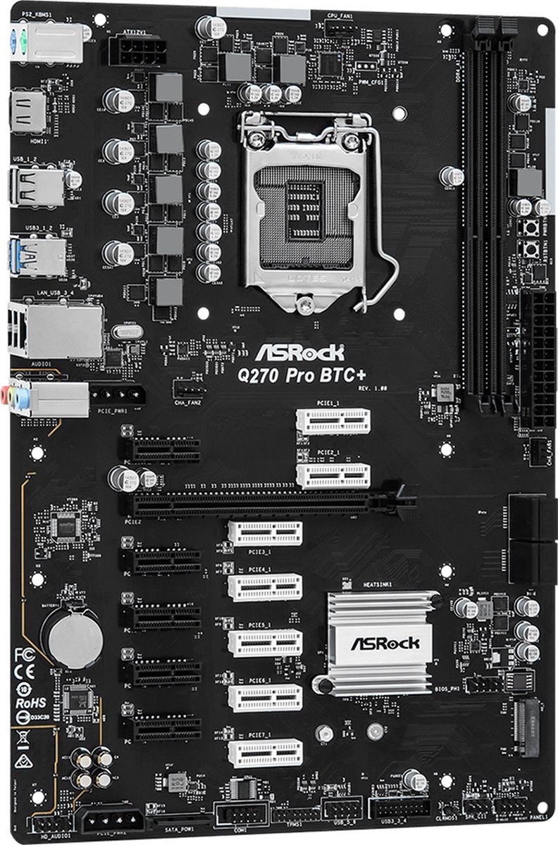 Asrock Q270 Pro Btc+ Intel® Q270 Lga 1151 (Socket H4) Atx moederbord - afbeelding 6