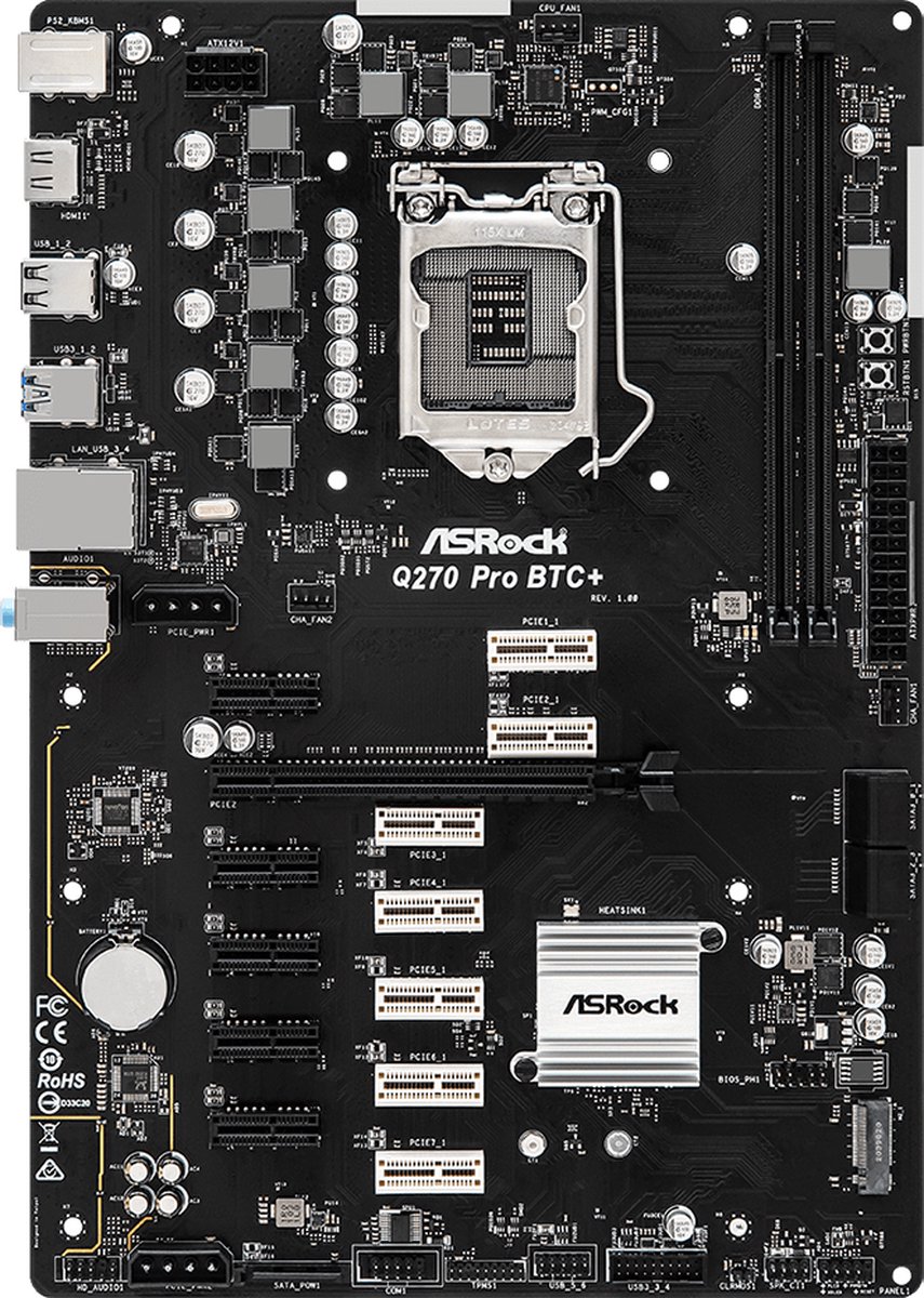 Asrock Q270 Pro Btc+ Intel® Q270 Lga 1151 (Socket H4) Atx moederbord - afbeelding 7
