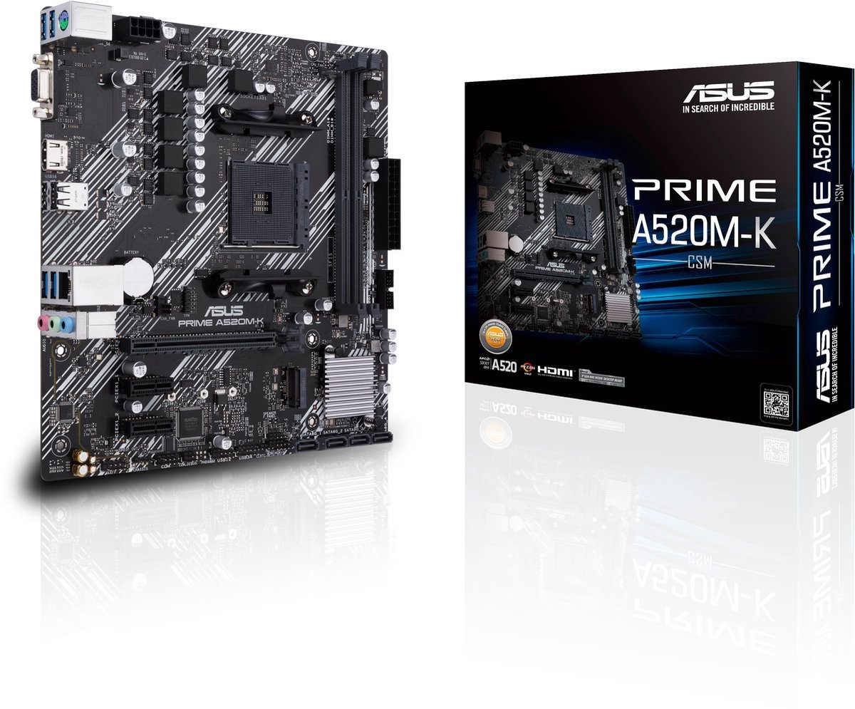 ASUS Asus Prime A520M-K - Moederbord - Socket Am4 - Micro-Atx - Amd A520 Chipset