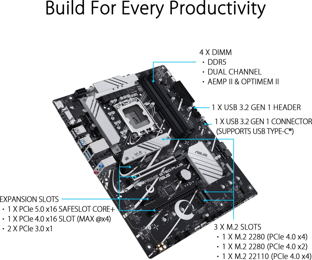 Prime B760-PLUS LGA 1700 ATX Motherboard DDR5 - afbeelding 3