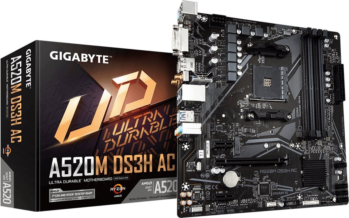 GIGABYTE Gigabyte A520M Ds3H Ac Moederbord Amd A520 Socket Am4 Micro Atx