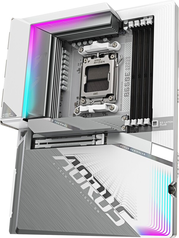 Gigabyte aorus b650e stealth ice moeder 3 orig - Gigabyte Aorus B650E Stealth Ice Moederbord