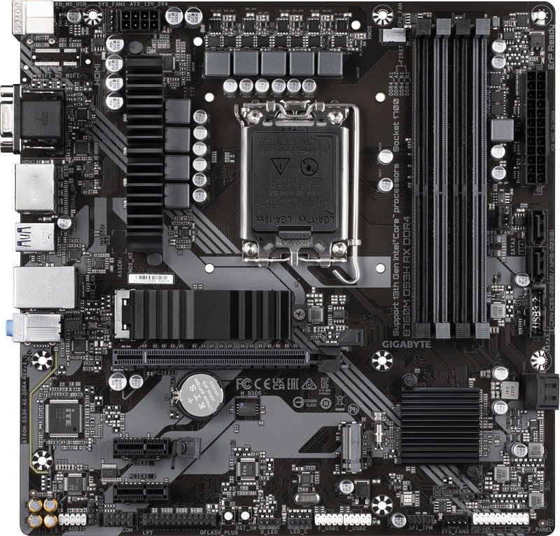 GIGABYTE GIGABYTE B760M DS3H DDR4 moederbord