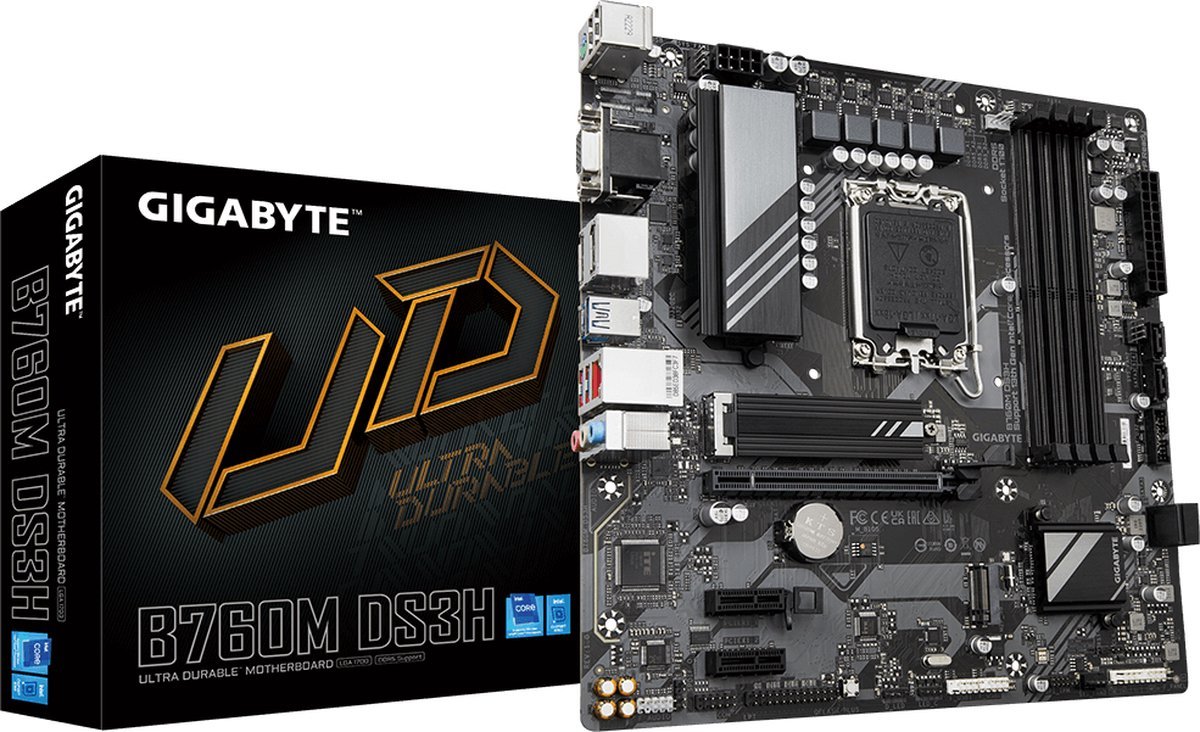 GIGABYTE Gigabyte B760M Ds3H Moederbord Intel B760 Express Lga 1700 Micro Atx