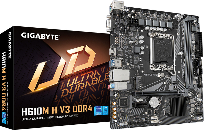 Gigabyte moederbord h610m h v3 ddr4 voo 5 orig - Gigabyte H610M H V3 DDR4 Moederbord