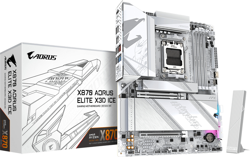 Gigabyte x870 aorus elite x3d ice moede 5 orig - GIGABYTE X870 AORUS ELITE X3D ICE Moederbord