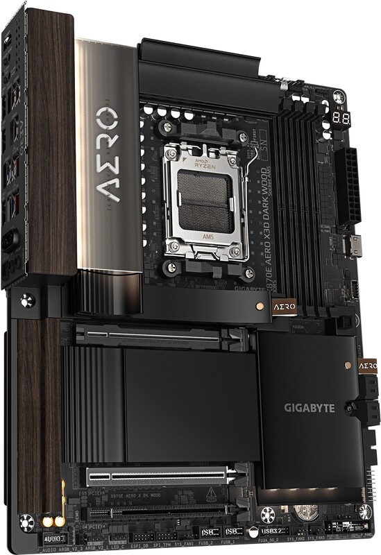 Gigabyte x870e aero x3d dark wood 2 orig - GIGABYTE X870E AERO X DK WOOD Moederbord