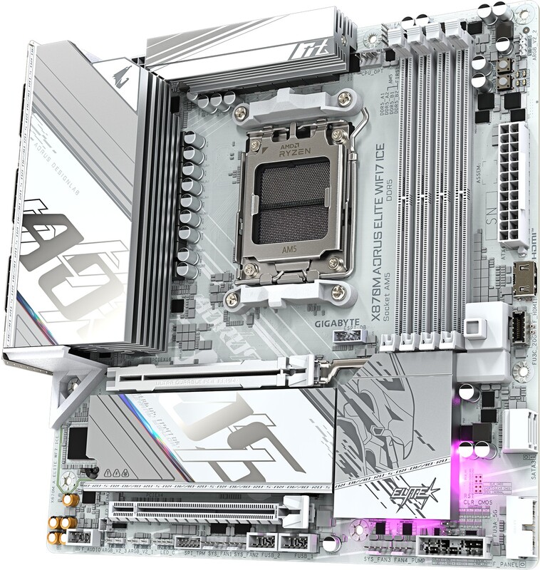 Gigabyte x870m aorus elite wifi7 ice mo 2 orig - GIGABYTE X870M AORUS ELITE WIFI7 ICE Moederbord
