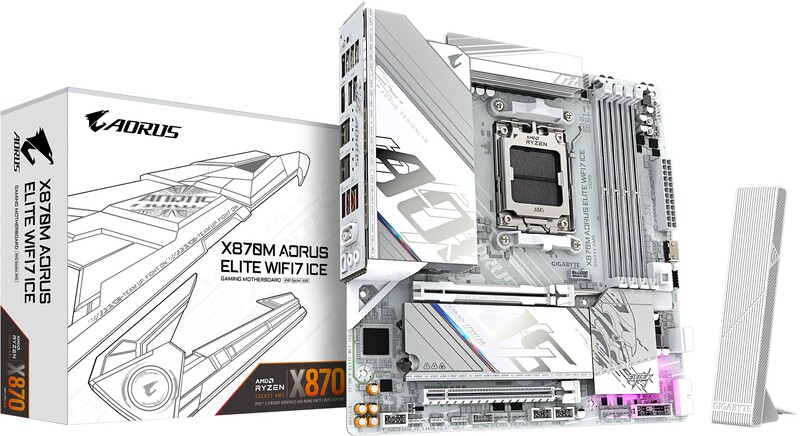 Gigabyte x870m aorus elite wifi7 ice mo 5 orig - GIGABYTE X870M AORUS ELITE WIFI7 ICE Moederbord