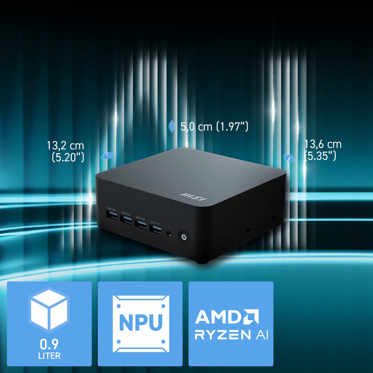 Cubi Z AI 8M-006BEU Mini PC met AMD Ryzen 7 8845HS, Radeon 780M Graphics, tot 64GB DDR5, Wi-Fi 6E, Dual 2.5G LAN - afbeelding 10