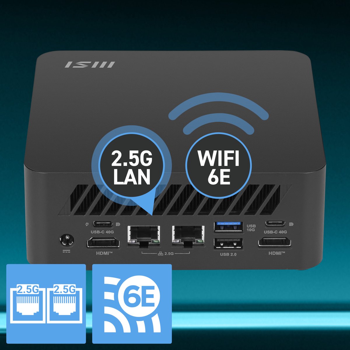 Cubi Z AI 8M-006BEU Mini PC met AMD Ryzen 7 8845HS, Radeon 780M Graphics, tot 64GB DDR5, Wi-Fi 6E, Dual 2.5G LAN - afbeelding 2