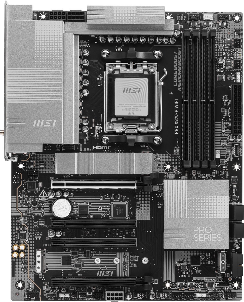 MSI Msi Pro X870-P Wifi - Moederbord - Atx - Socket Am5 - Amd X870 - Ddr5 - Usb 4 - Wi-Fi 7 - Realtek Audio