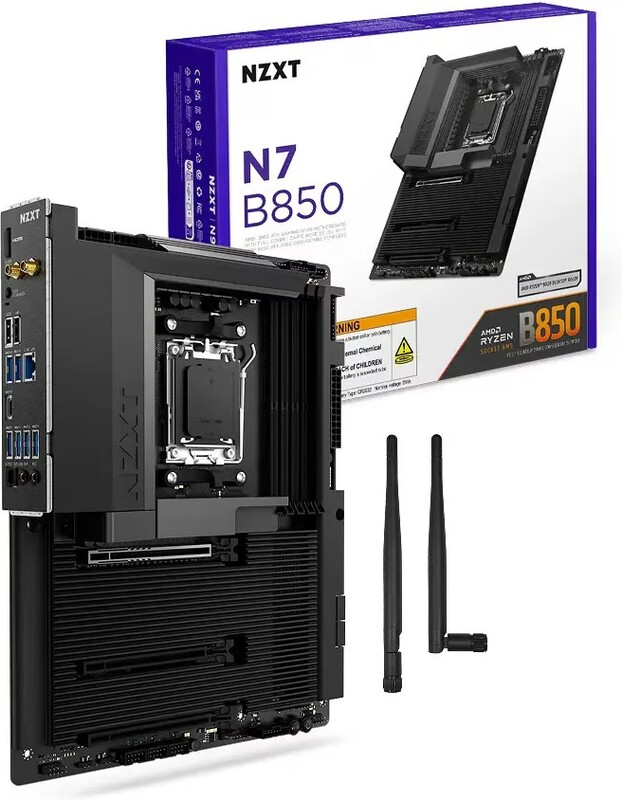 Nzxt n7 b850 matte black 2 orig - NZXT N7 B850 Moederbord (zwart)