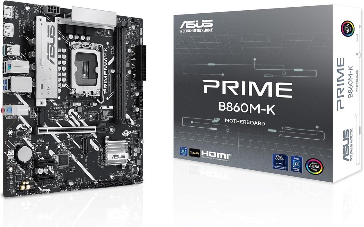Prime Prime B860M-K, Intel Matx Moederbord, 6+1+1+1 Drmos-Niveaus, Ddr5, Pcie 4.0, 2 M.2-Sleuven, Realtek 2,5 Gb Ethernet, Displayport, Hdmi, Usb 10 Gbit/S, Usb Type-C 5 Gbps Voorzijde