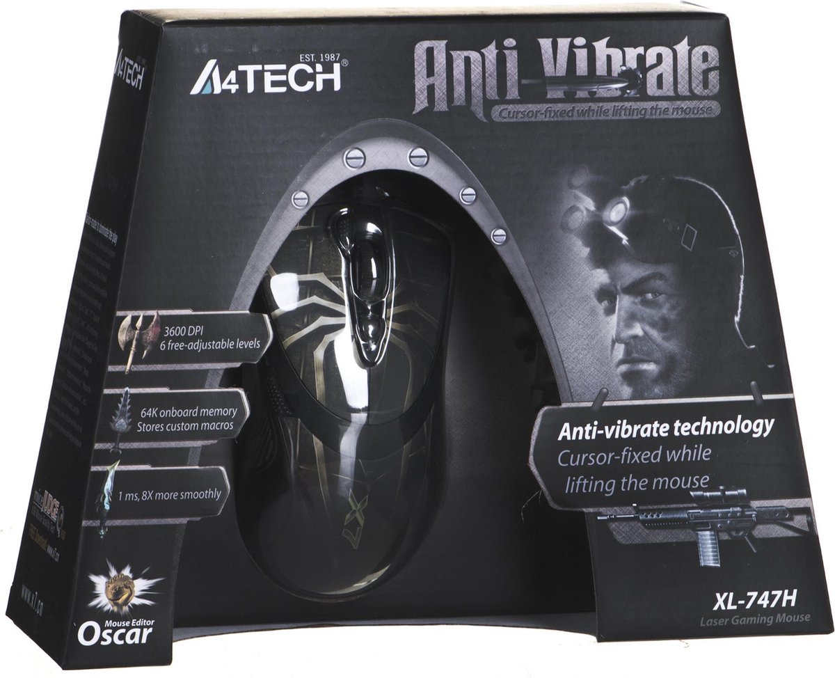 A4Tech Anti-Vibrate Laser Gaming Mouse Xl-747H - afbeelding 3