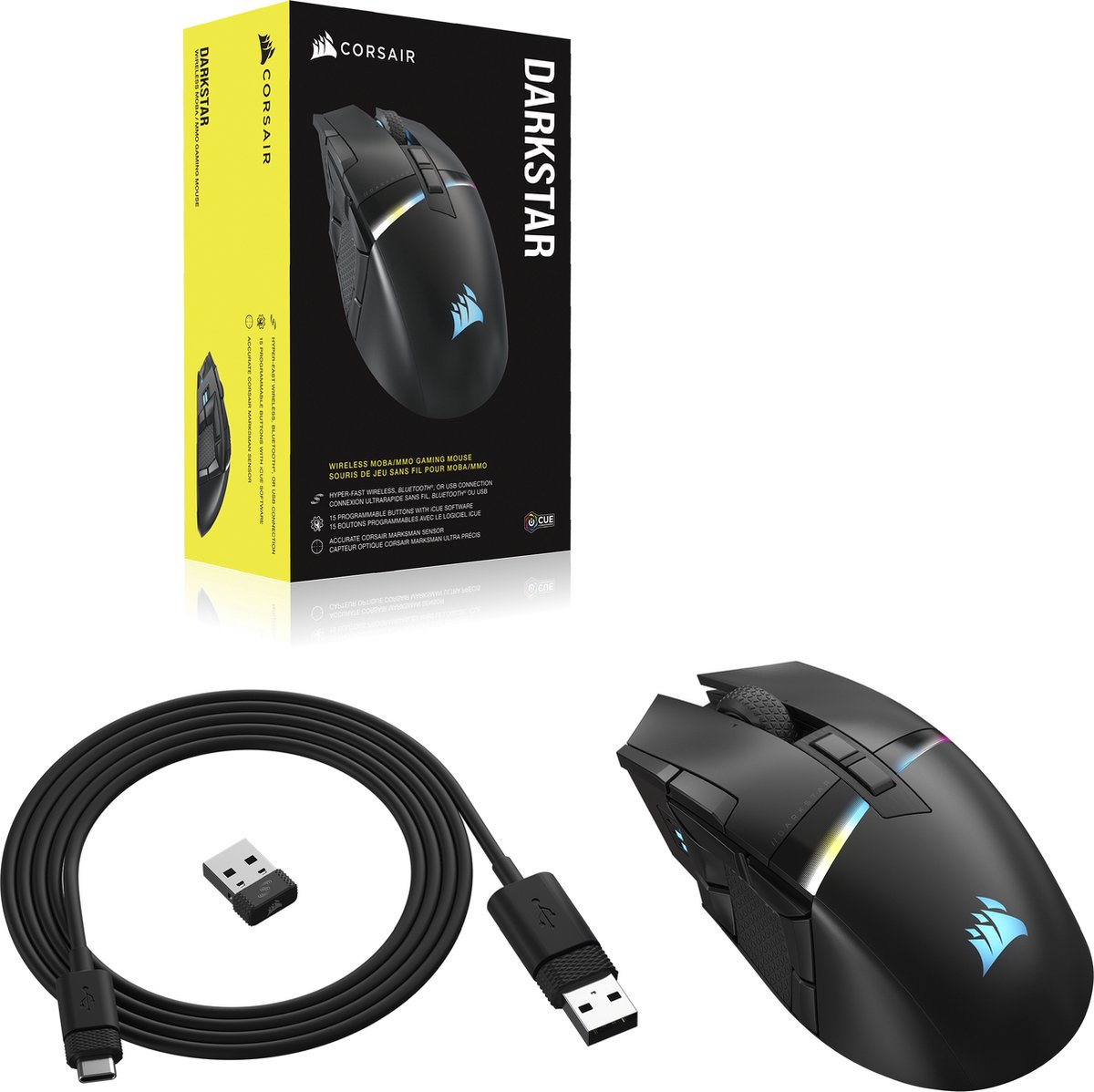 Corsair Darkstar - Draadloze Optische Gaming Muis - Backlit Rgb Led - Zwart - afbeelding 8