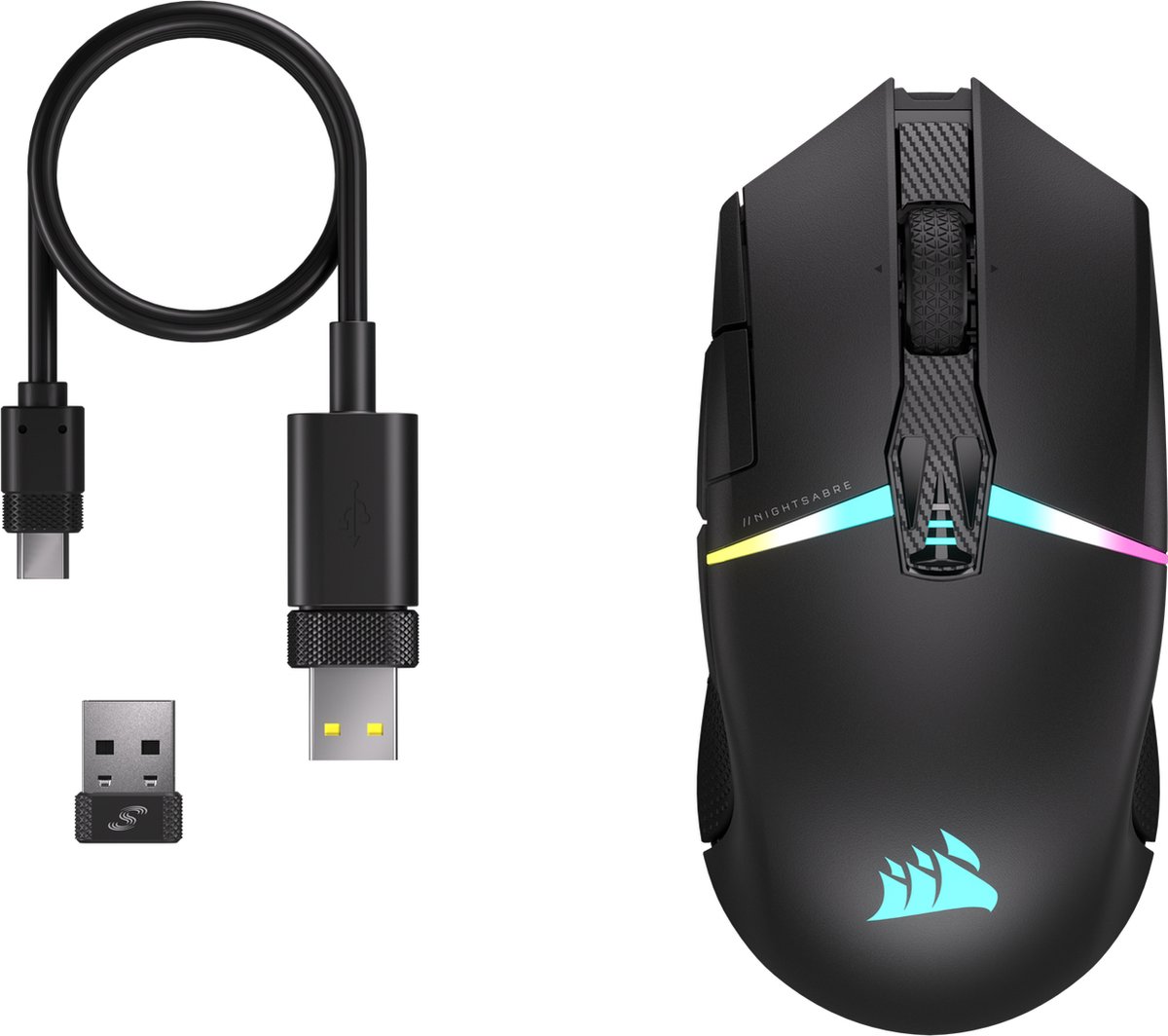 Corsair Nightsabre - Draadloze Optische Gaming Muis - Rgb - Zwart - afbeelding 6