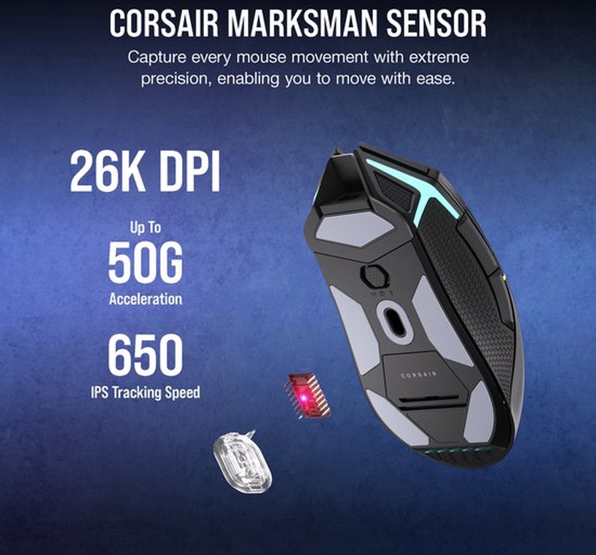 Corsair Nightsabre - Draadloze Optische Gaming Muis - Rgb - Zwart - afbeelding 9