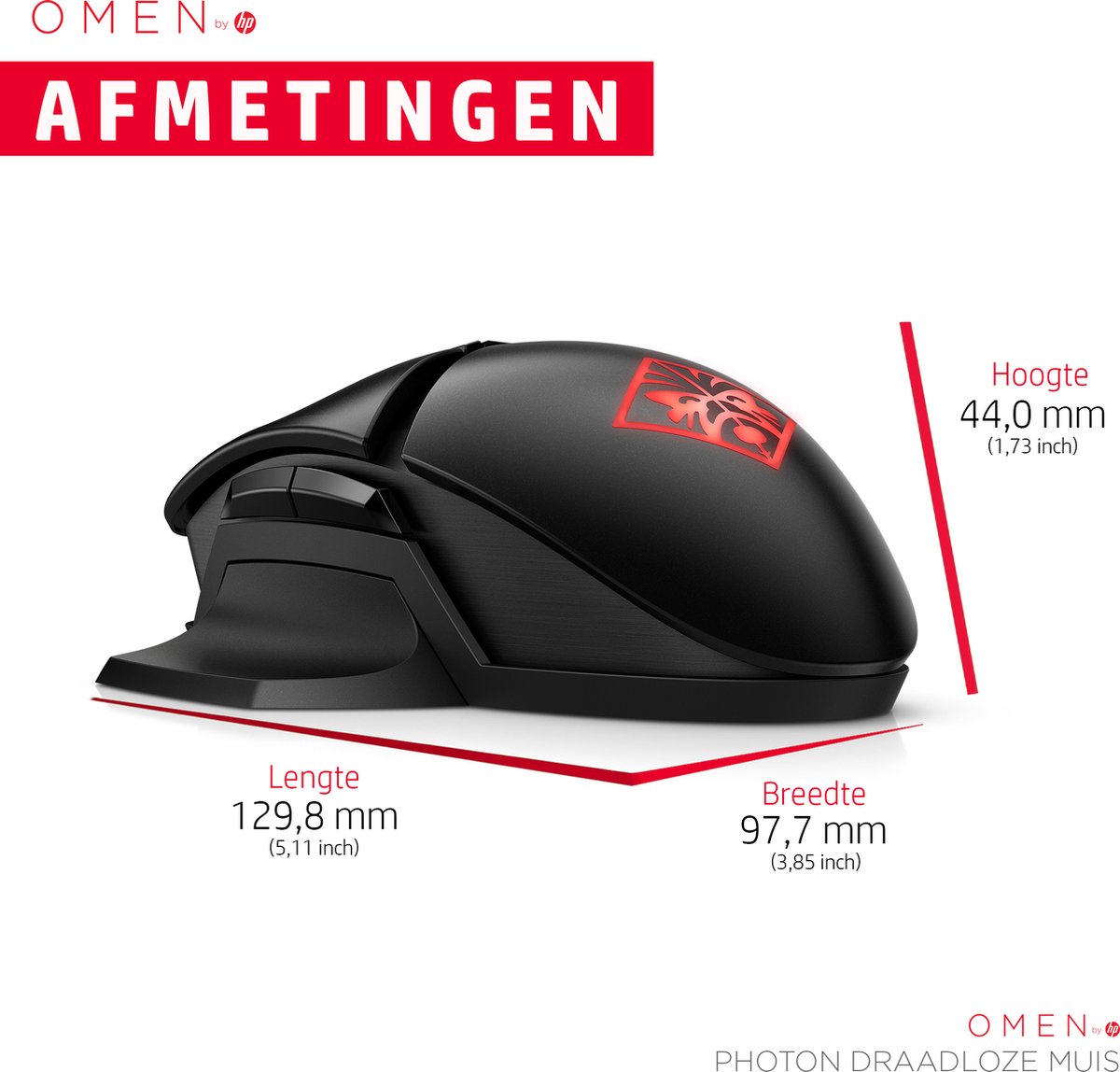 Hp Omen Photon Bluetooth Muis - Zwart - afbeelding 2