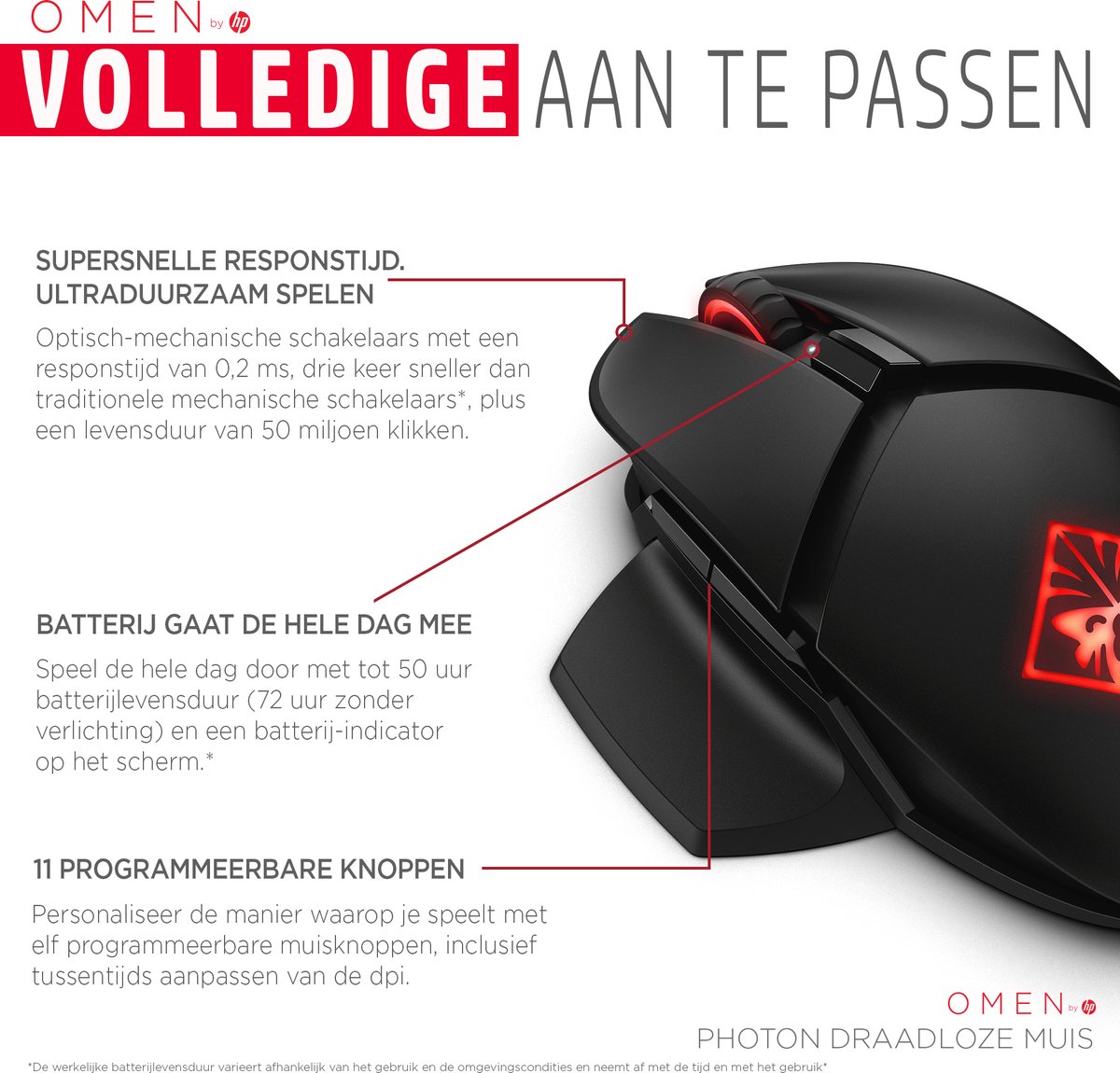 Hp Omen Photon Bluetooth Muis - Zwart - afbeelding 4