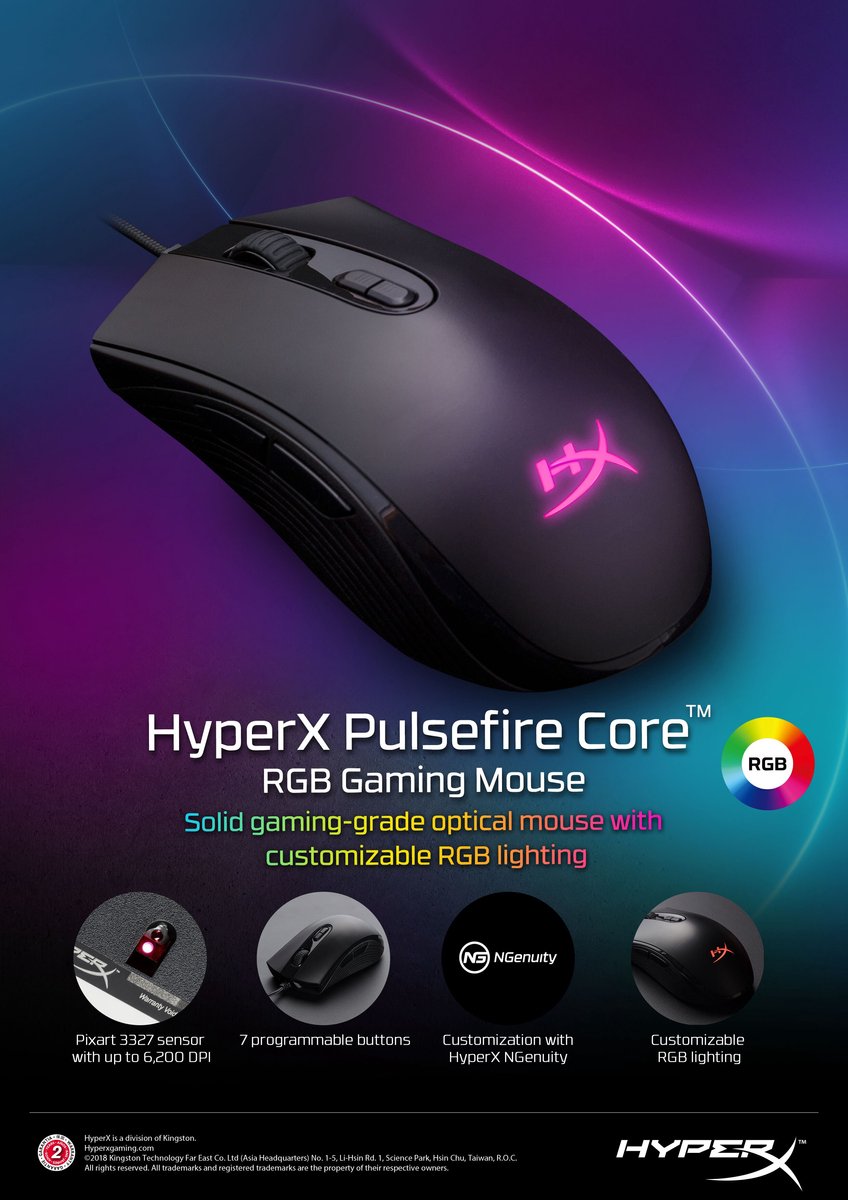 Hyperx Pulsefire Core Rgb Gaming Muis - 6200Dpi - Zwart - afbeelding 5