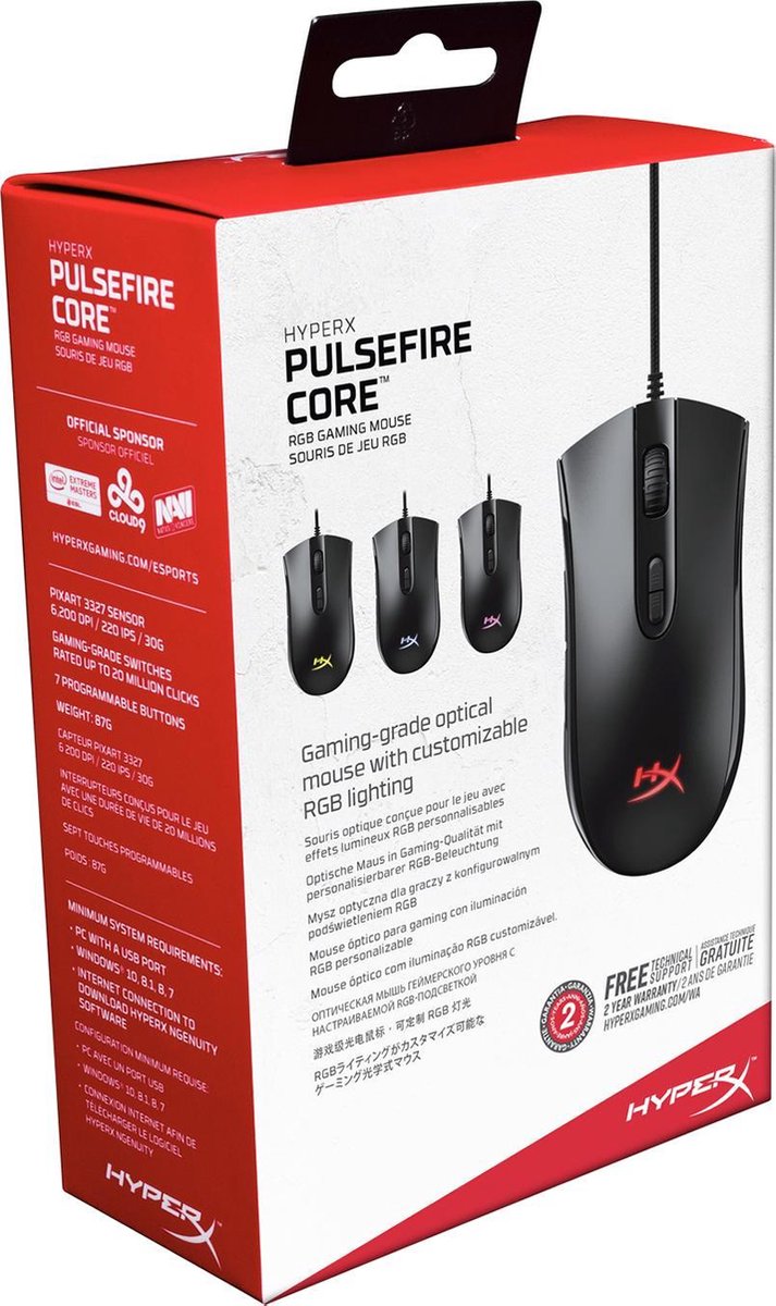 Hyperx Pulsefire Core Rgb Gaming Muis - 6200Dpi - Zwart - afbeelding 8