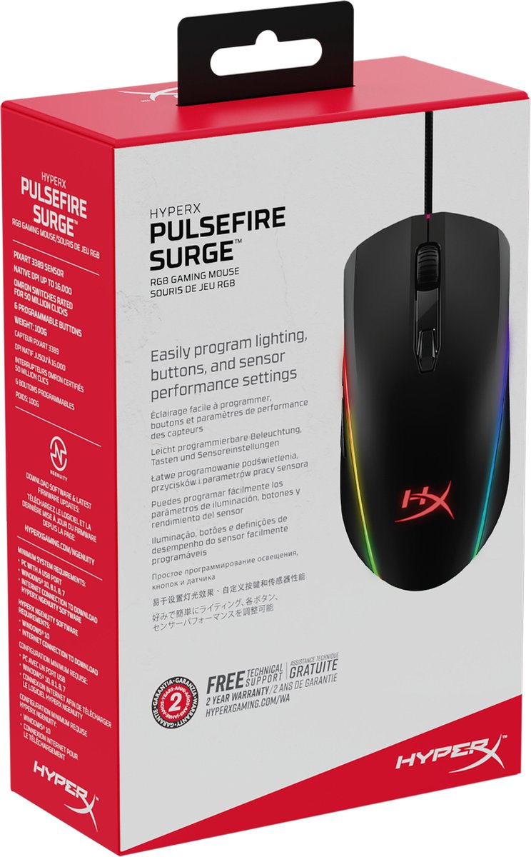 Hyperx Pulsefire Surge Rgb Gaming Muis - 16000Dpi - Zwart - afbeelding 8