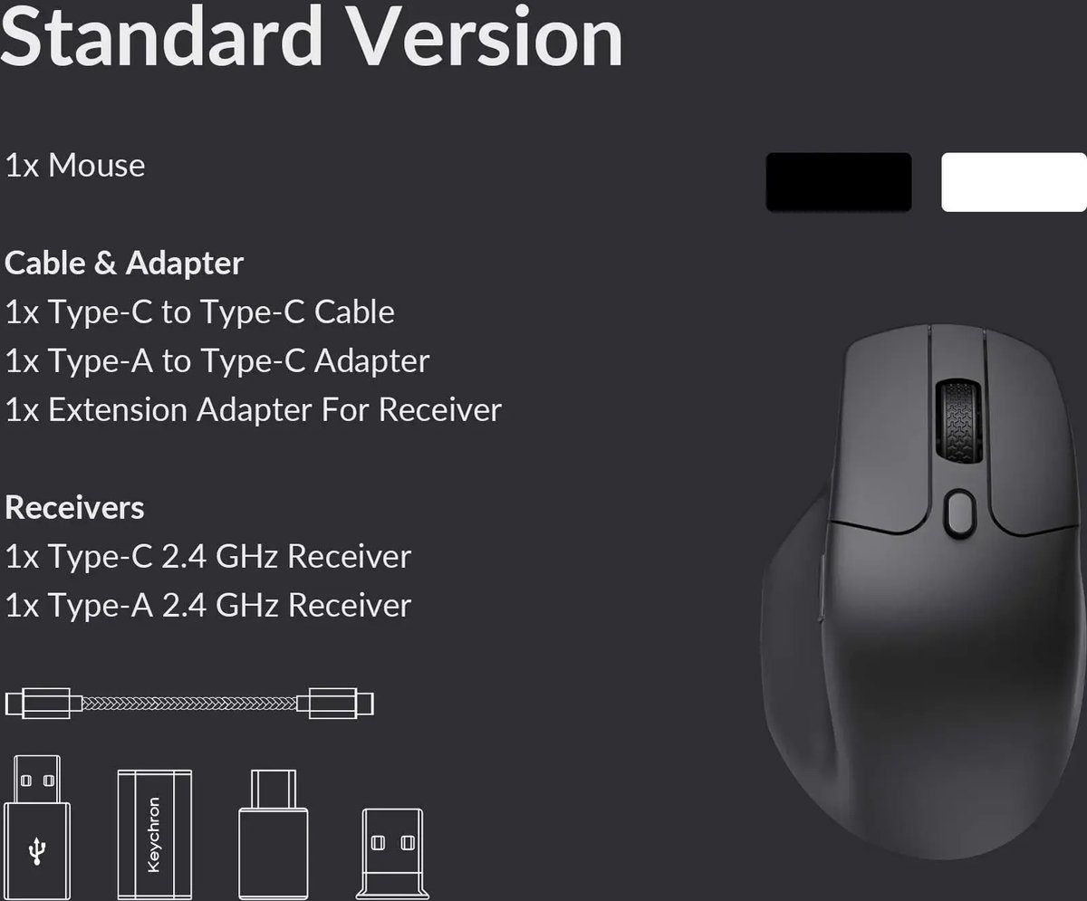 Keychron M6 Draadloze Gaming Muis Zwart - afbeelding 4