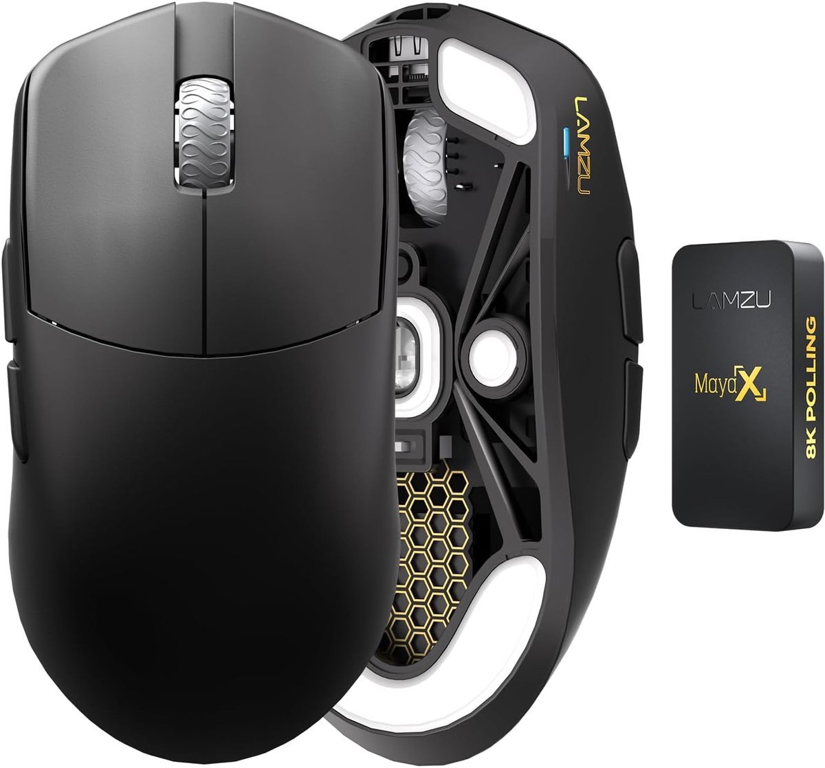 Lamzu Lamzu Maya X - Gaming Muis - Ultra Lichtgewicht - 47 Gram - 30K Dpi - Wireless - 8K Polling - Draadloos - Zwart