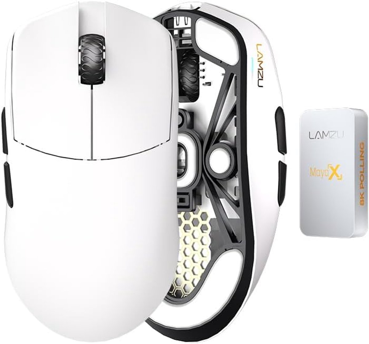 Lamzu Lamzu Maya X - Gaming Muis - Ultra Lichtgewicht - 47 Gram - 30K Dpi - Wireless - 8K Polling - Draadloos - Wit