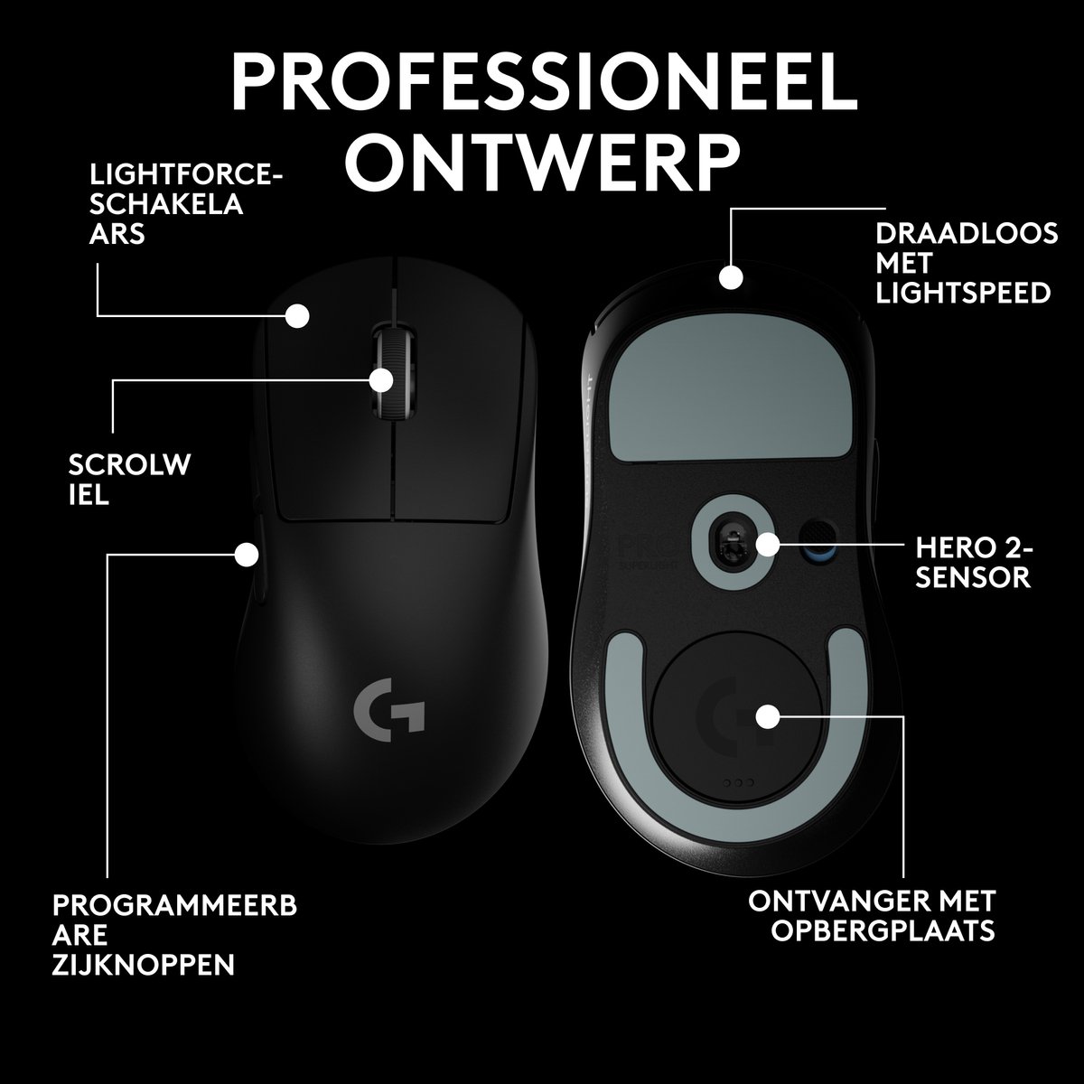 Logitech G Pro X Superlight 2 Dex - Draadloze Gaming Muis - Lightspeed - Zwart - afbeelding 8