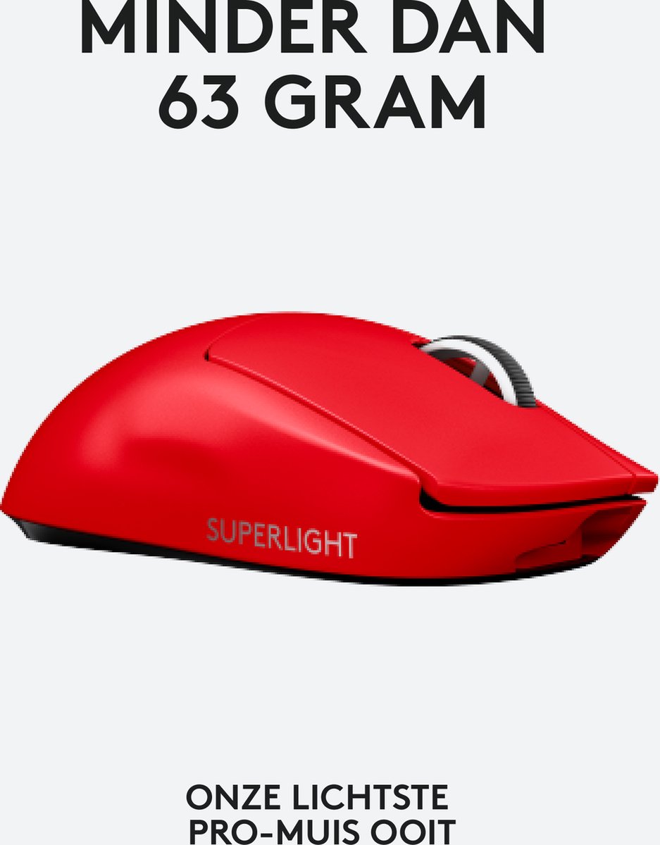 Logitech G Pro X Superlight - Draadloze Esports Gaming Muis - Rood - afbeelding 5