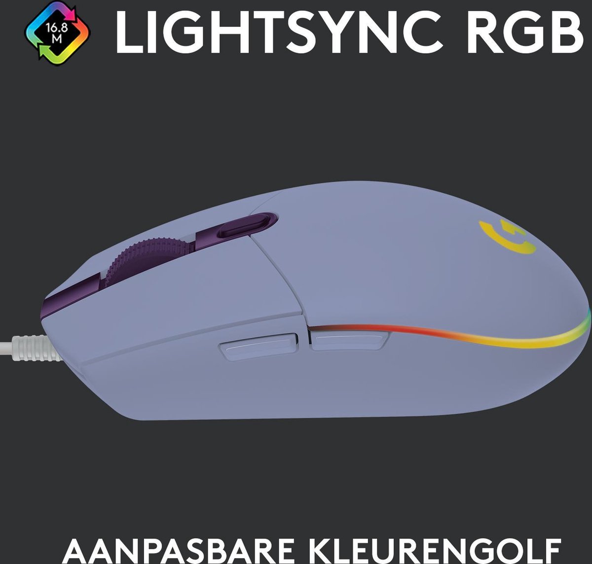 Logitech G203 Lightsync - Gaming Muis - Rgb Verlichting - Lila - afbeelding 10