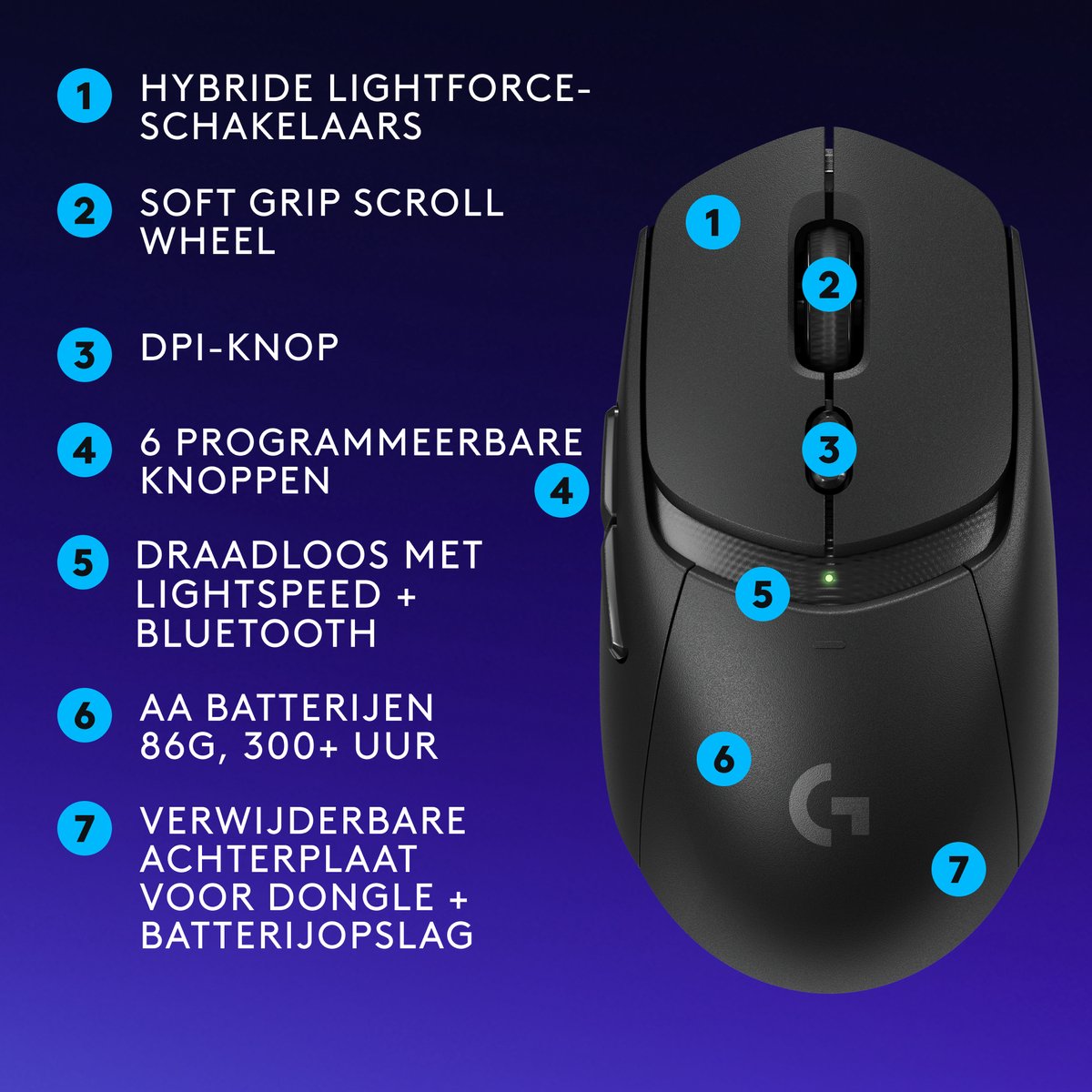 Logitech G309 Lightspeed - Draadloze Gaming Muis - Zwart - afbeelding 9